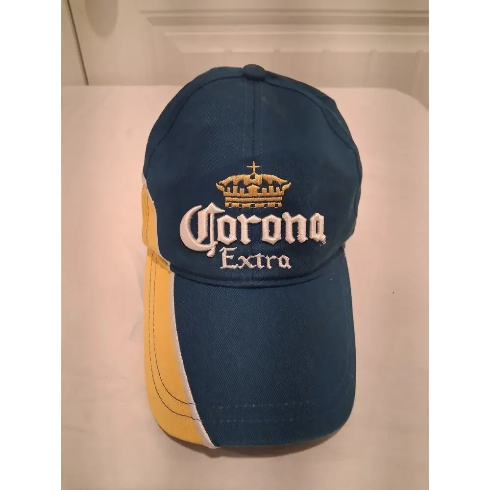 Officially Licensed Corona Extra Beer Baseball Hat Cap Embroidered Blue Yellow